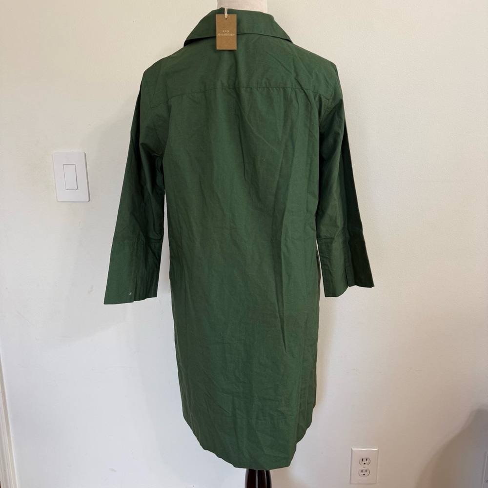 NTW Ann Mashburn Green Cotton & Nylon Blend V-Neck Dress - Picture 5 of 6